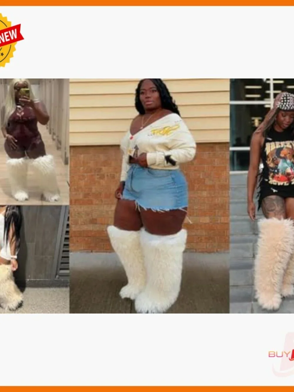 29 Inch Over the Knee Faux Fur Snow Boots Winter Thigh High Boots